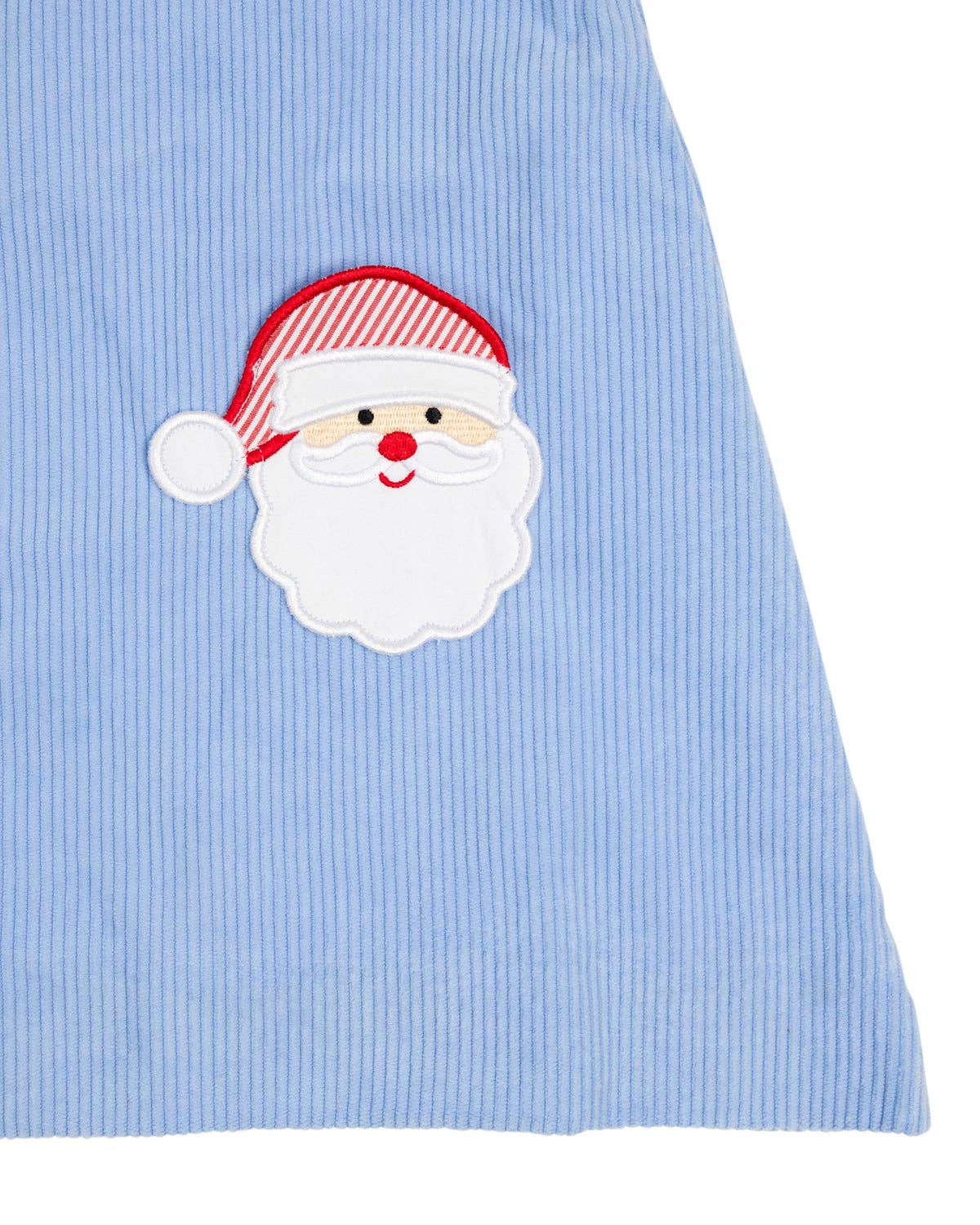 Blue Corduroy Santa Applique Pocket Dress