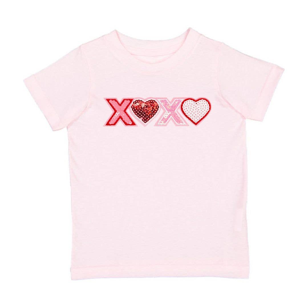 XOXO Sequin Patch Valentine's Day Short Sleeve T-Shirt