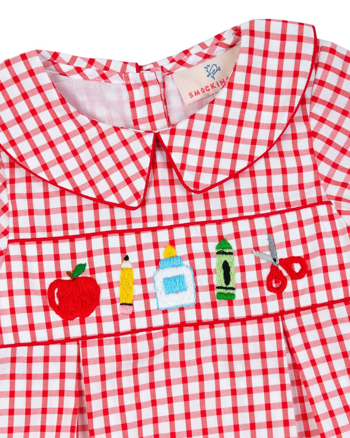 School Supplies Red Windowpane Boy Bubble