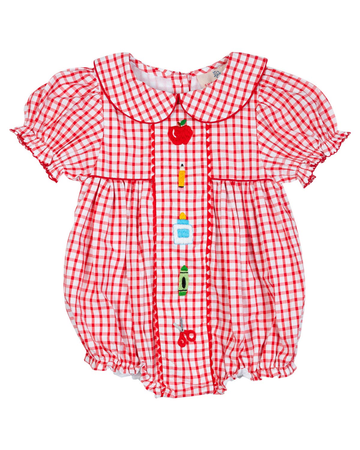 School Supplies Red Windowpane Girl Bubble