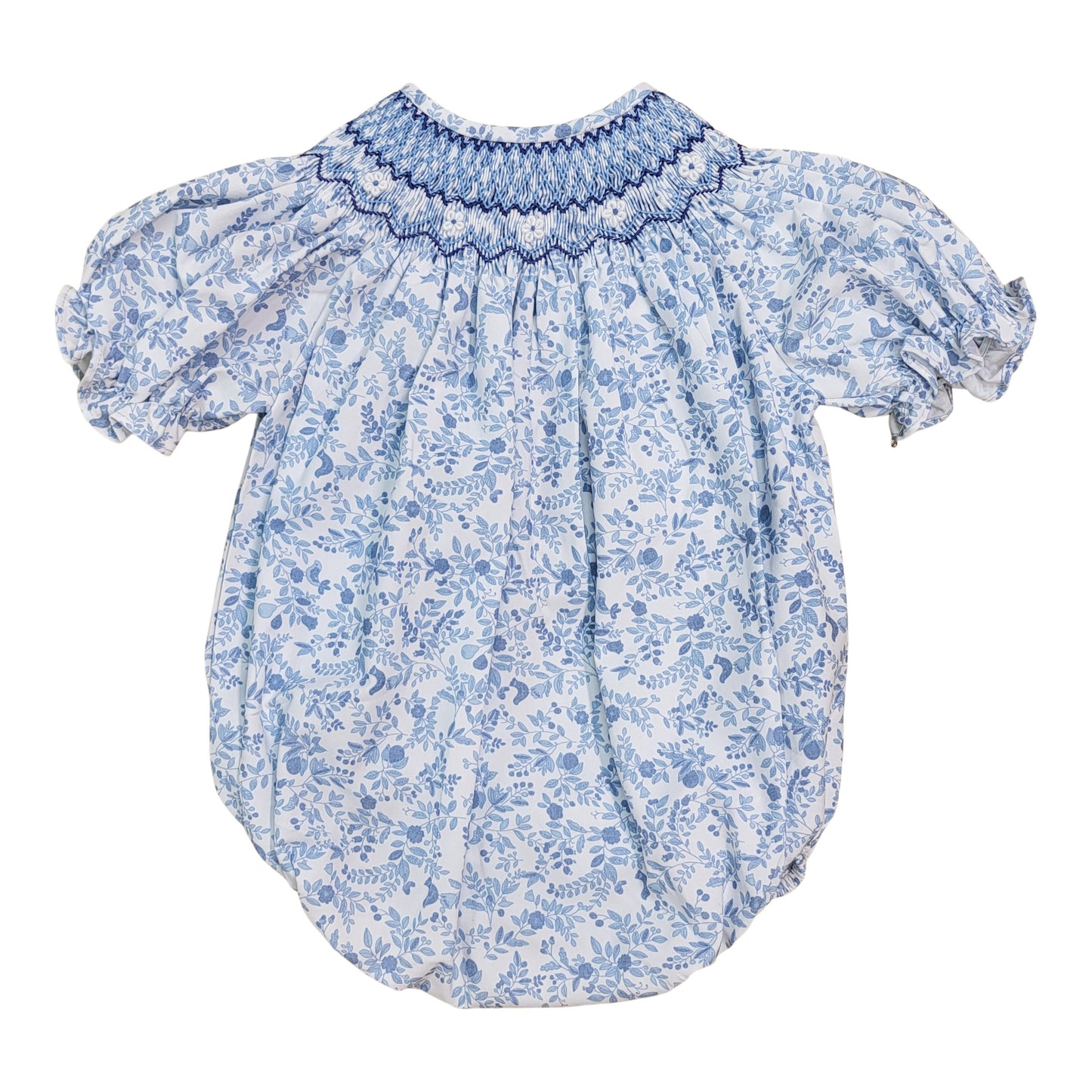 Bella Blue Floral Smocked Bubble