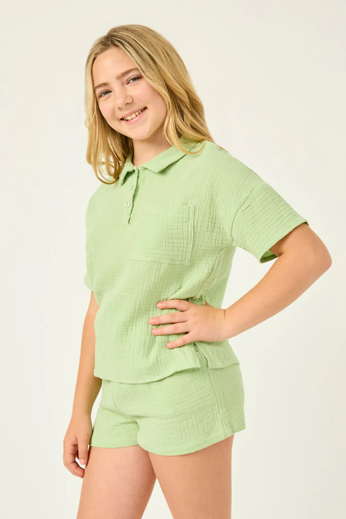 Pocket Detail Collared Shirt - Tween