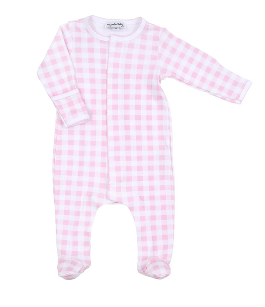 Pink Baby Check Footie