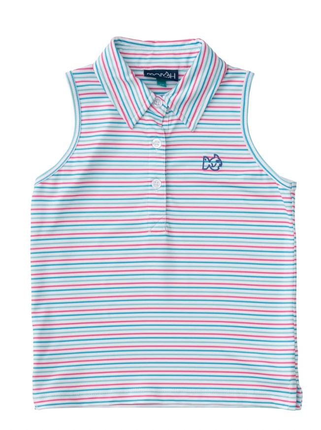 Girls Sleeveless Pro Performance Polo in Candy Stripe