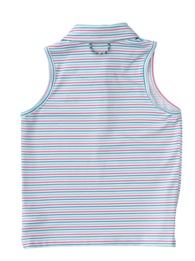 Girls Sleeveless Pro Performance Polo in Candy Stripe