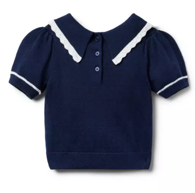 Navy Cable Knit Short Sleeve