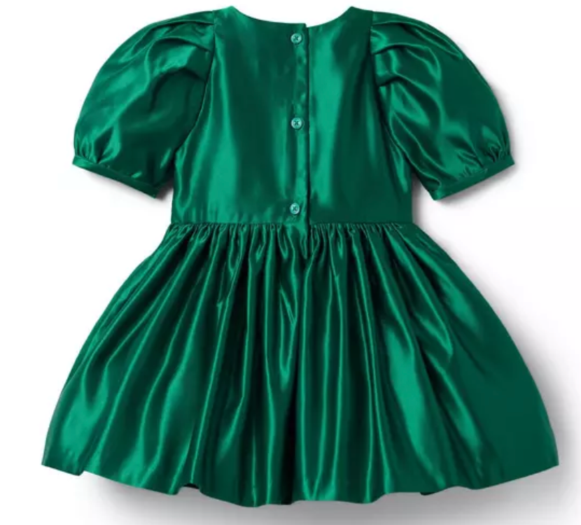 Emerald Satin Bow Dress