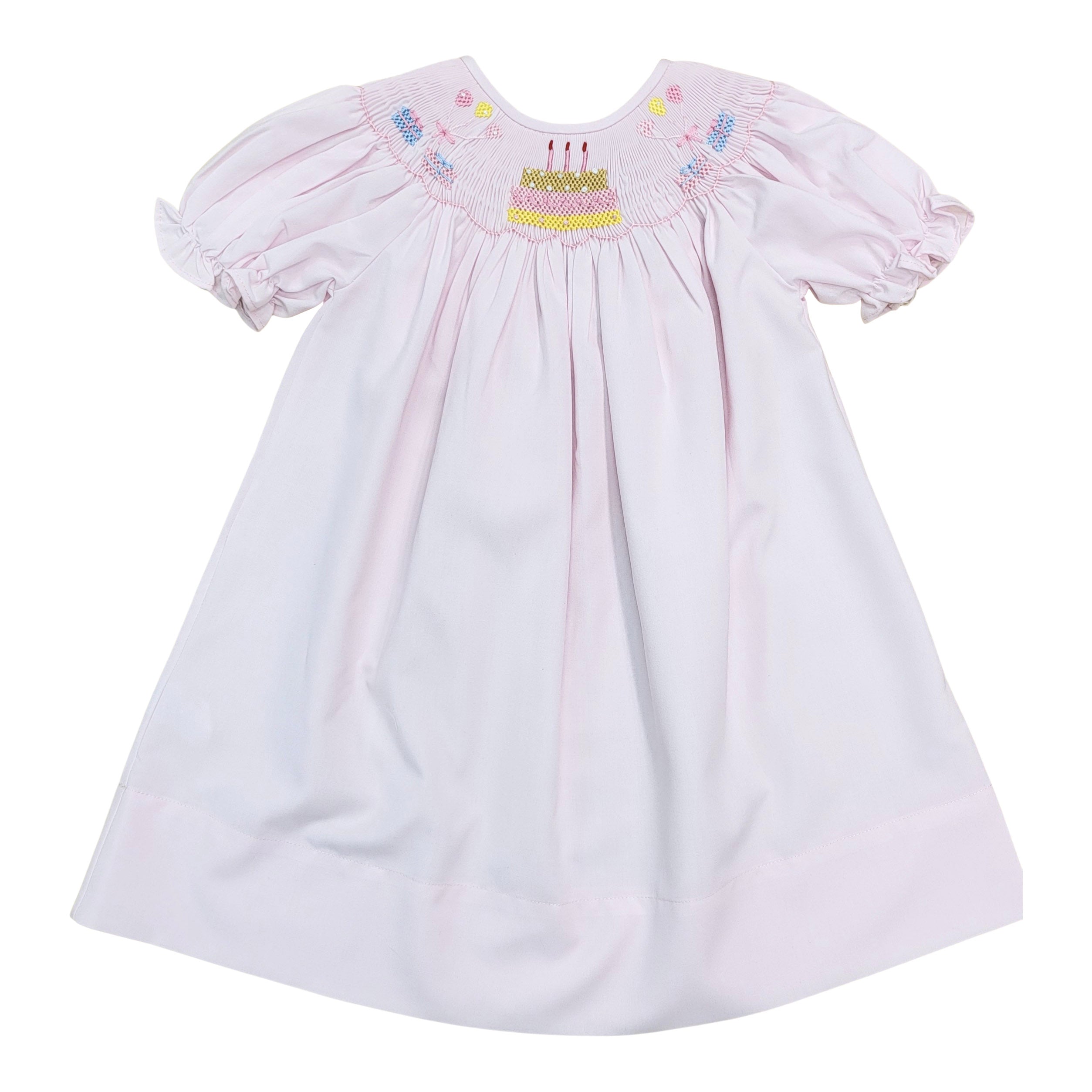 Girls Pink Smocked Birthday Bishop Dress – Little Cottontail