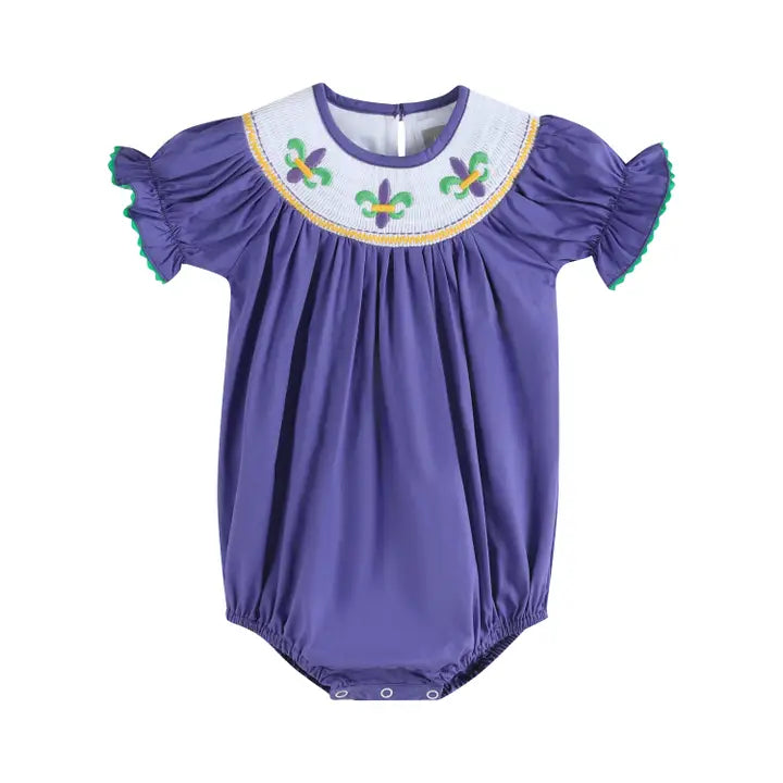 mardi gras smocked dress