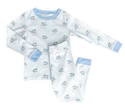 Boy's 2 Piece Blue Santa Jammies