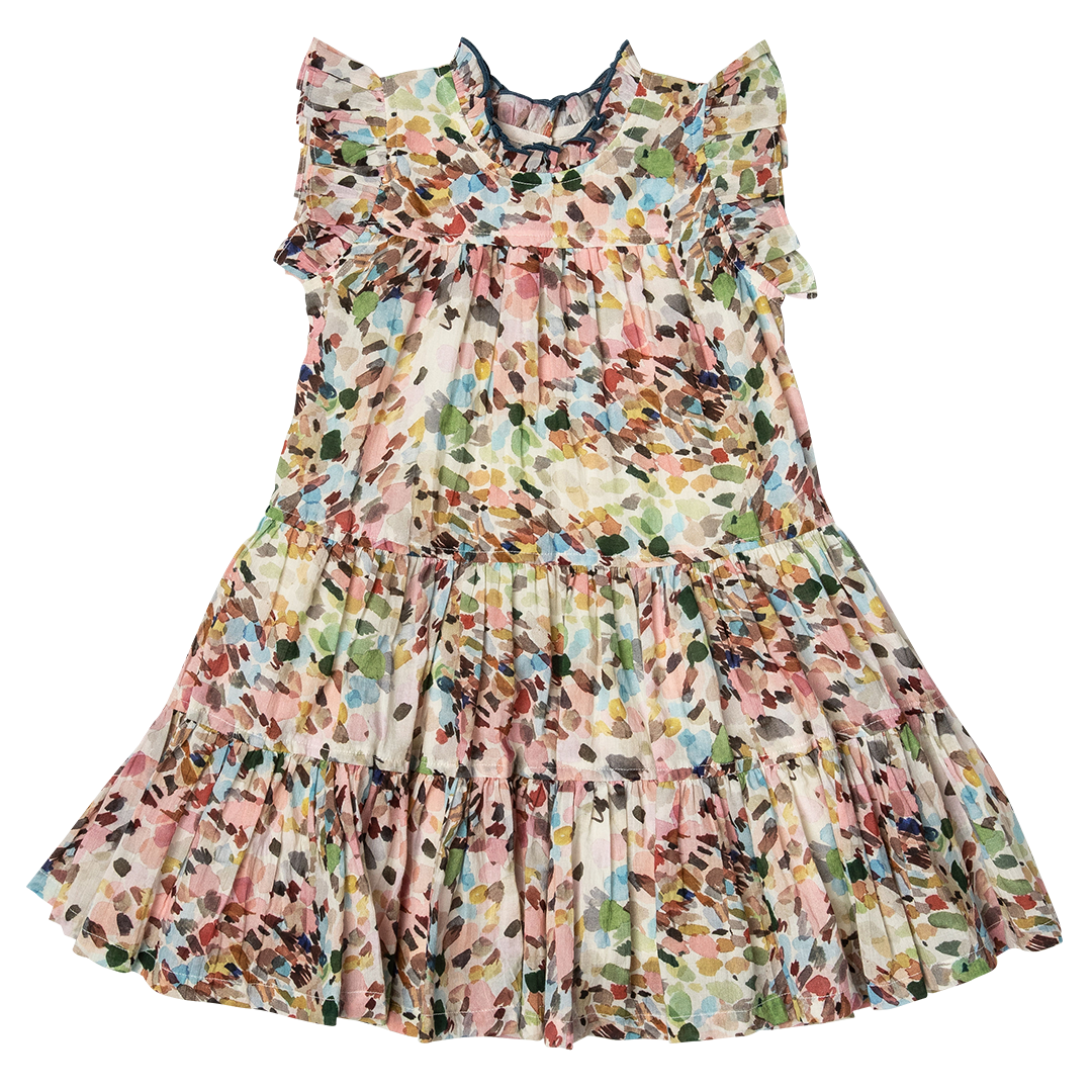 Girls Kalani Dress- Watercolor Brush | Pink Chicken – Little Cottontail